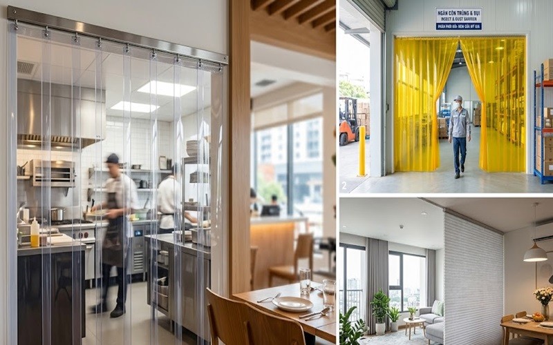 Rèm nhựa PVC đầy đủ màu sắc, lắp đặt được tại mọi vị trí